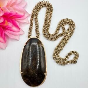 Stella & Dot Leona Stone Pendant Necklace Huge Statement Heavy Chunky Retro 30”